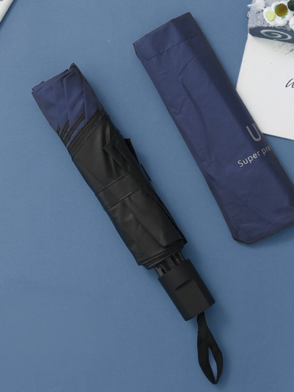 3 of 3‑Fold UV‑Protection Sun & Rain Umbrella Black Coated Canopy #509